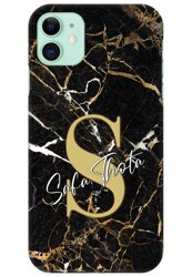 Black Yellow Marble Name Case for Apple iPhone 11